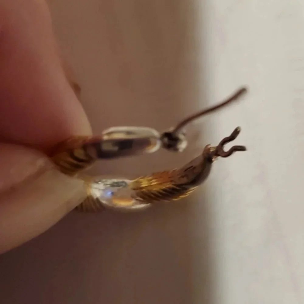 Vintage sterling and brass hoop earrings‎